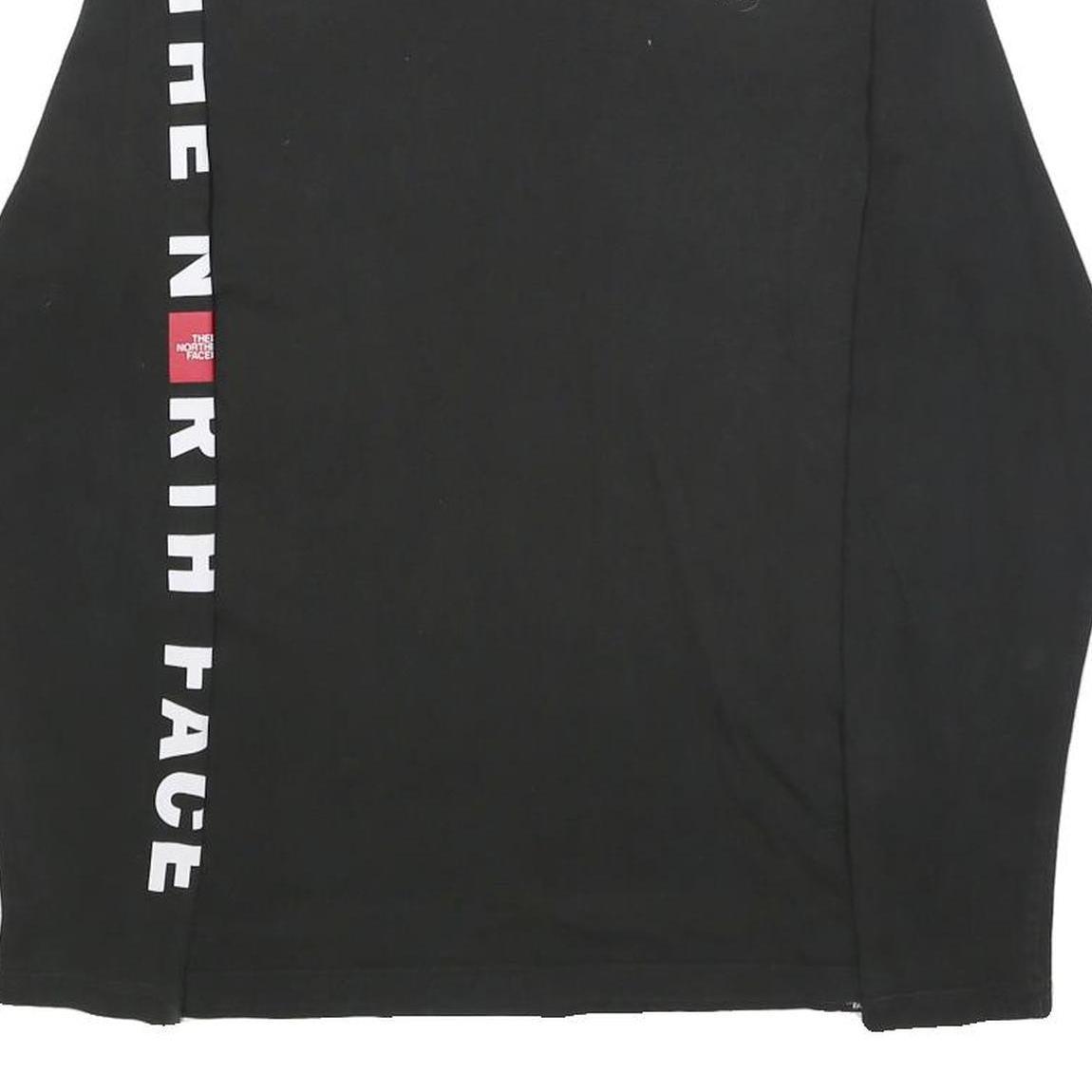 THE NORTH FACE Mens Black S Long Sleeve Crew Neck Branded Logo Cotton T-Shirt