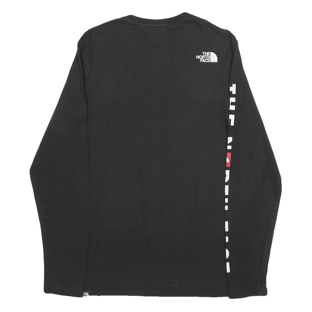 THE NORTH FACE Mens Black S Long Sleeve Crew Neck Branded Logo Cotton T-Shirt