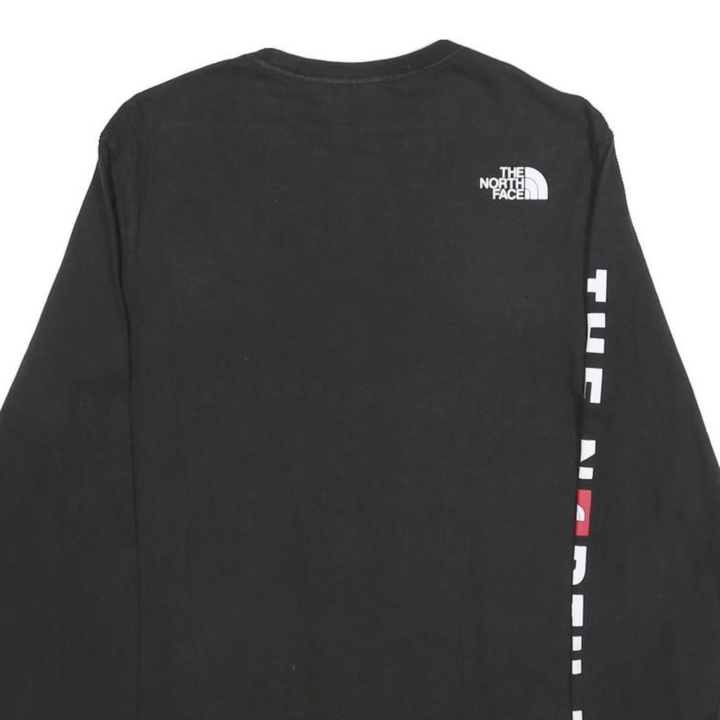 THE NORTH FACE Mens Black S Long Sleeve Crew Neck Branded Logo Cotton T-Shirt