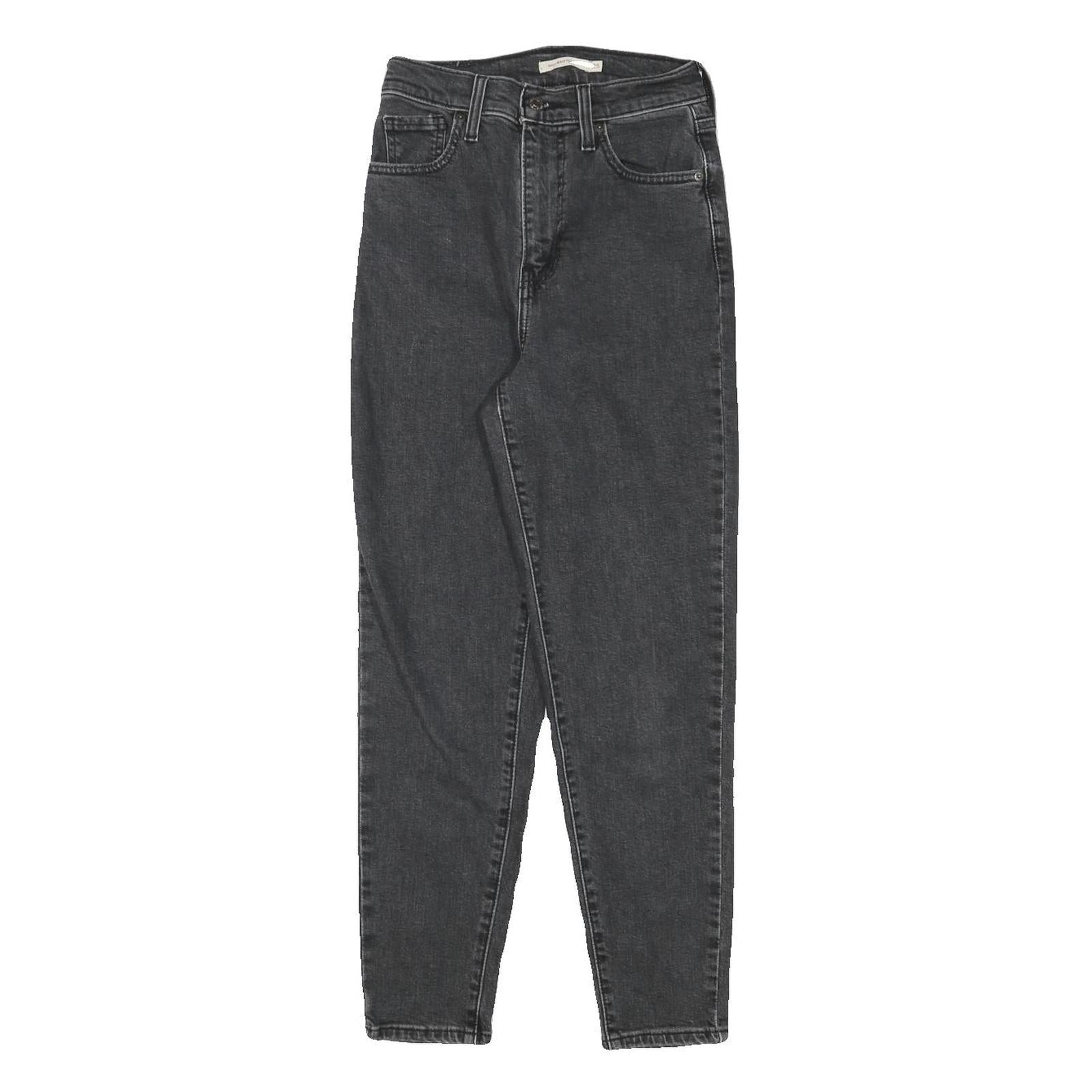 LEVI'S Womens Slim Black Denim Jeans W24 L26 Zip Closure Stylish