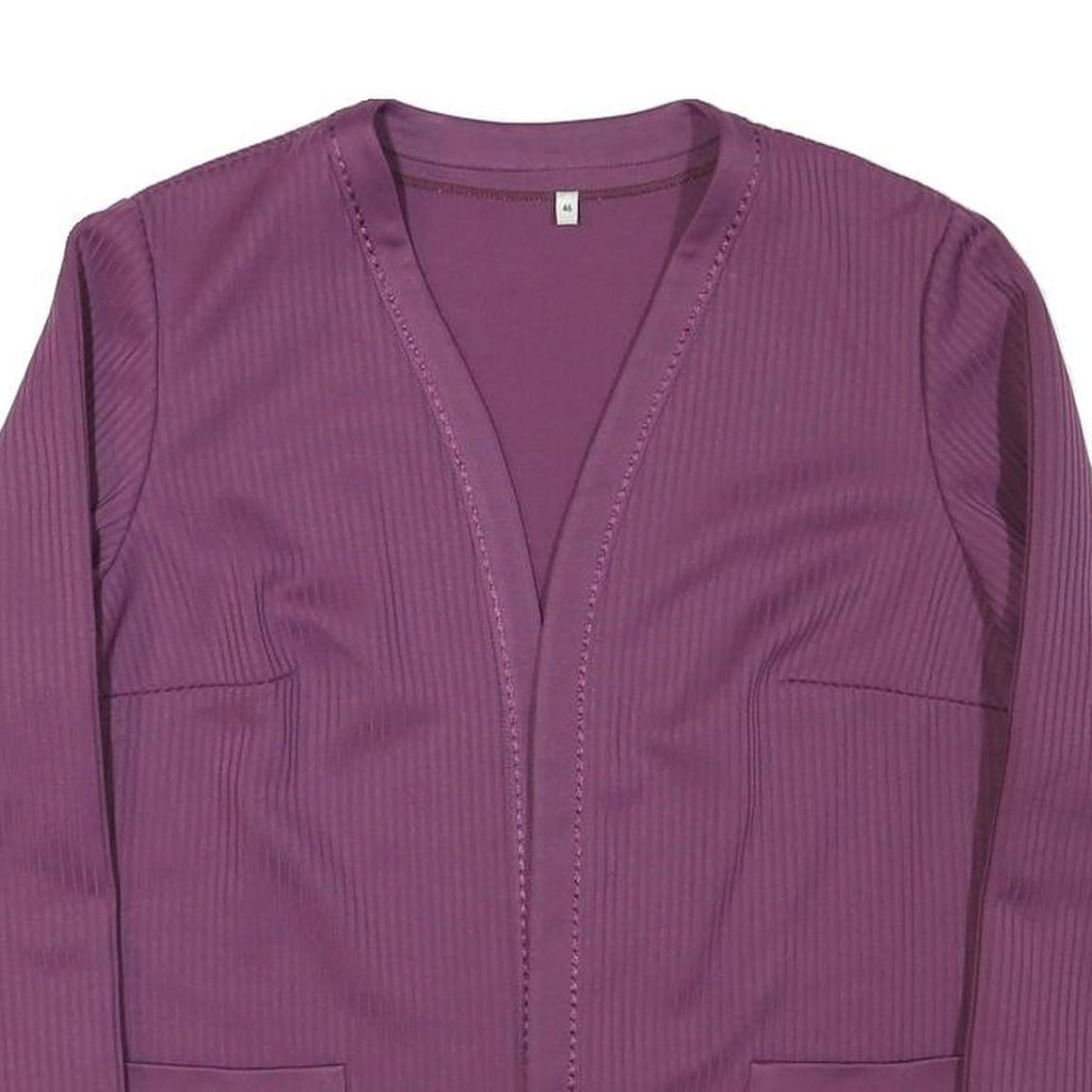 Womens Purple Plain Jacket M Polyester Regular Fit Long Sleeve No Hood