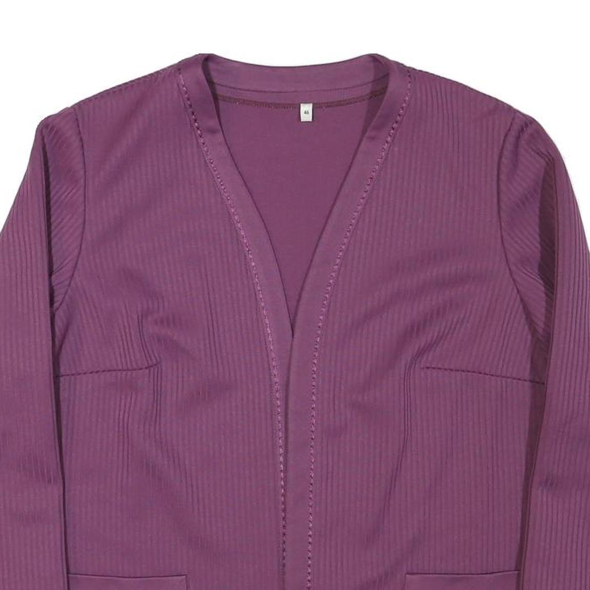 Womens Purple Plain Jacket M Polyester Regular Fit Long Sleeve No Hood