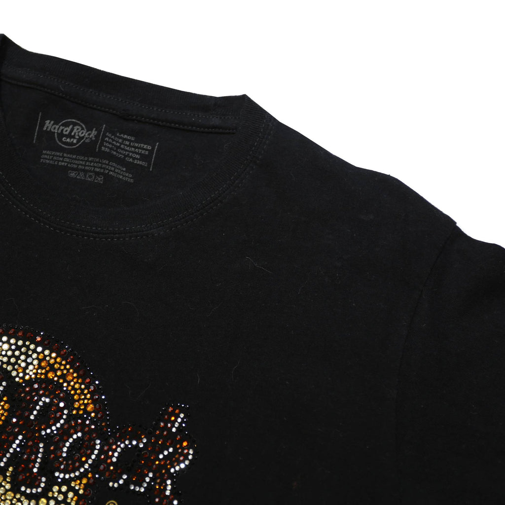 HARD ROCK CAFE Womens Black Amsterdam Graphic T-Shirt L Short Sleeve Crew Neck