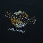 HARD ROCK CAFE Womens Black Amsterdam Graphic T-Shirt L Short Sleeve Crew Neck