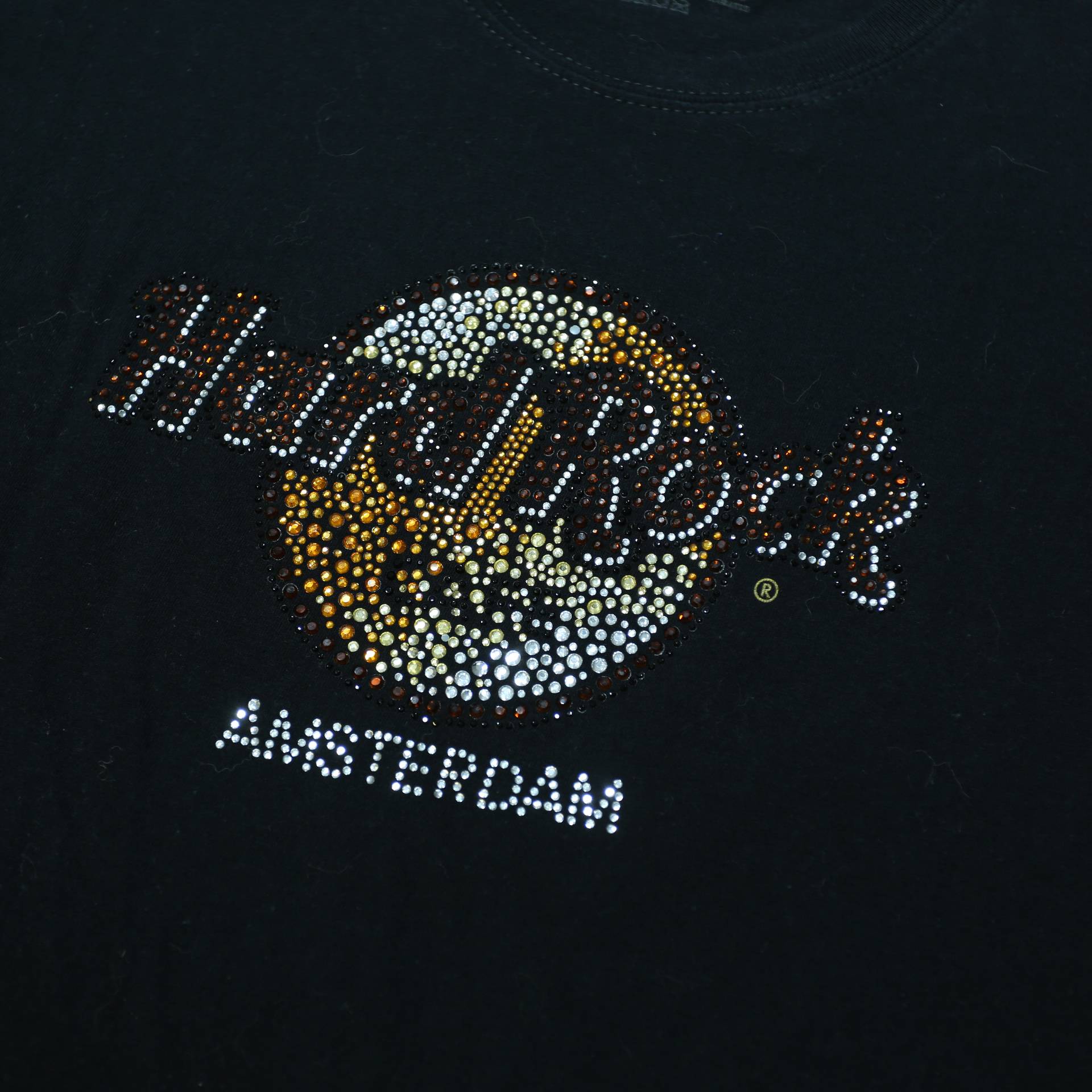 HARD ROCK CAFE Womens Black Amsterdam Graphic T-Shirt L Short Sleeve Crew Neck