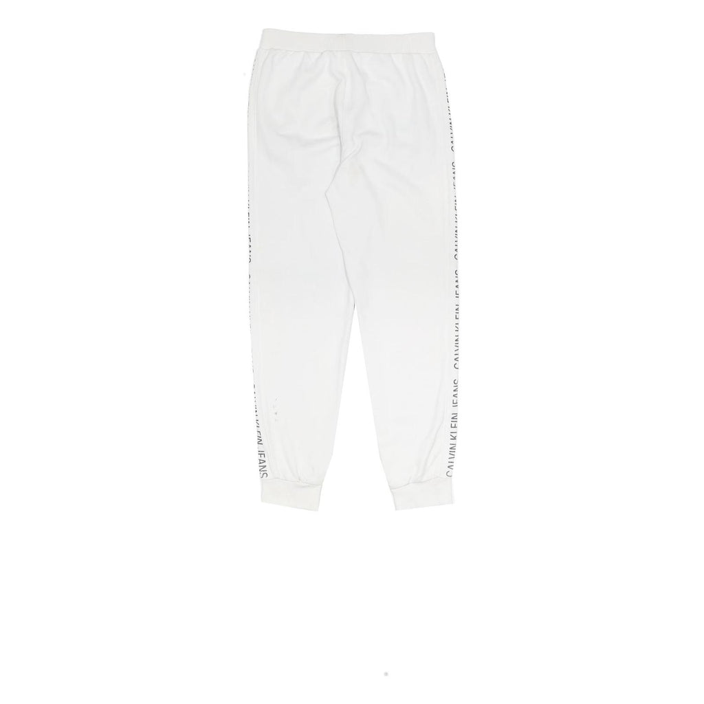 CALVIN KLEIN JEANS Mens Joggers White XS W26 L27 Cotton Blend Slim Tapered Logo