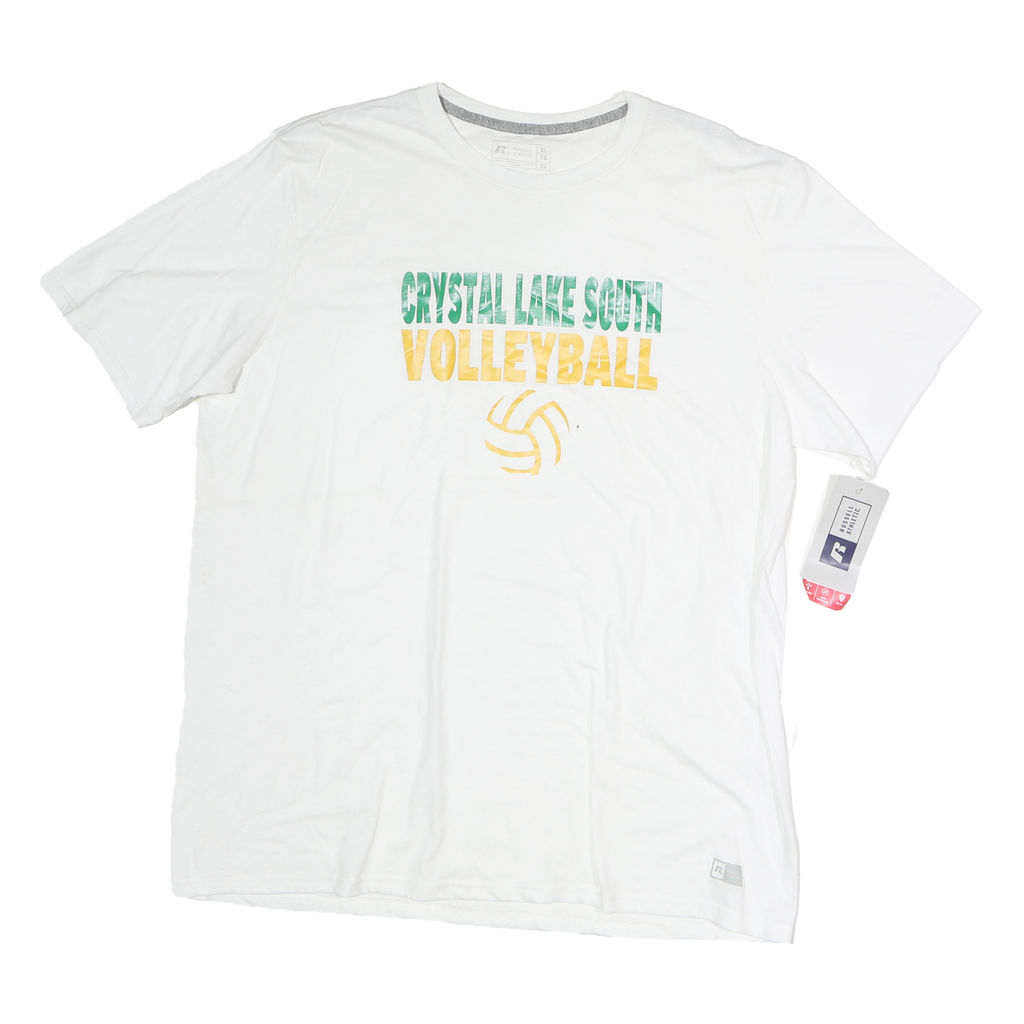 RUSSELL ATHLETIC Mens White Crystal Lake South Volleyball Graphic T-Shirt XL