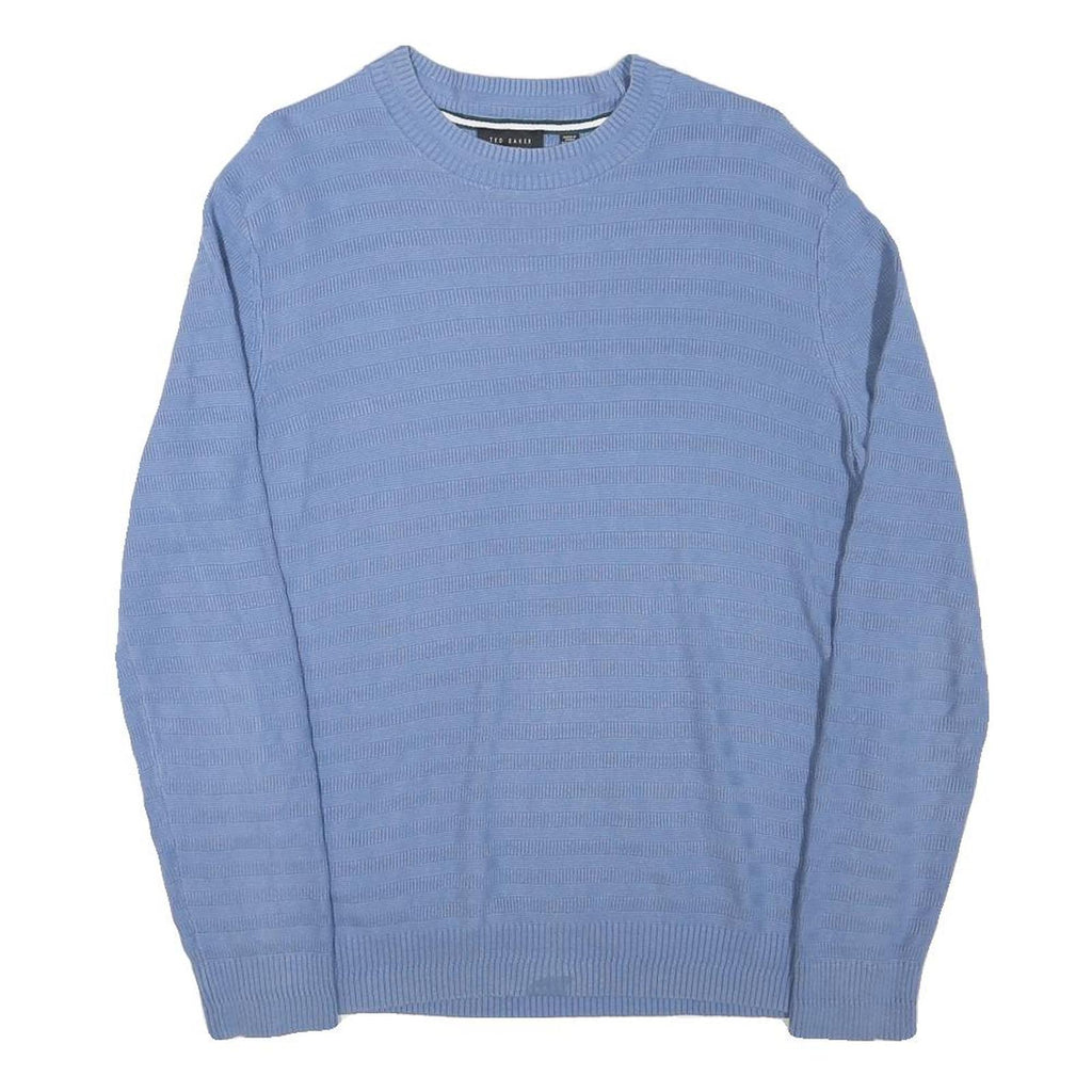 TED BAKER Mens Blue Patterned Plain Crew Neck Basic Knit Jumper M Cotton Blend