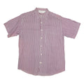 LEWIS Mens Maroon & White Striped Shirt M Cotton Short Sleeve Button Shirt