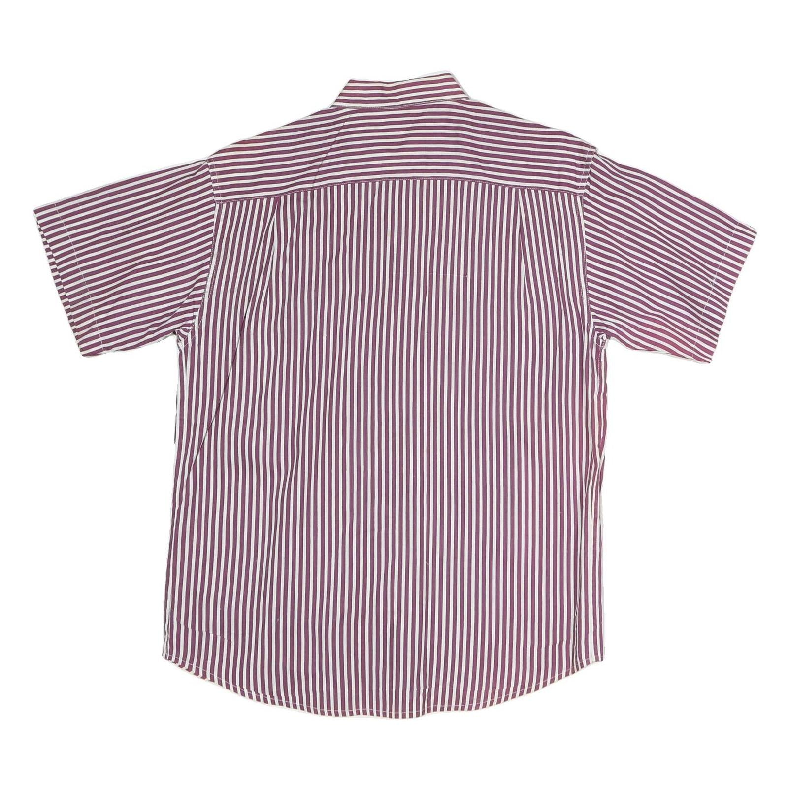 LEWIS Mens Maroon & White Striped Shirt M Cotton Short Sleeve Button Shirt