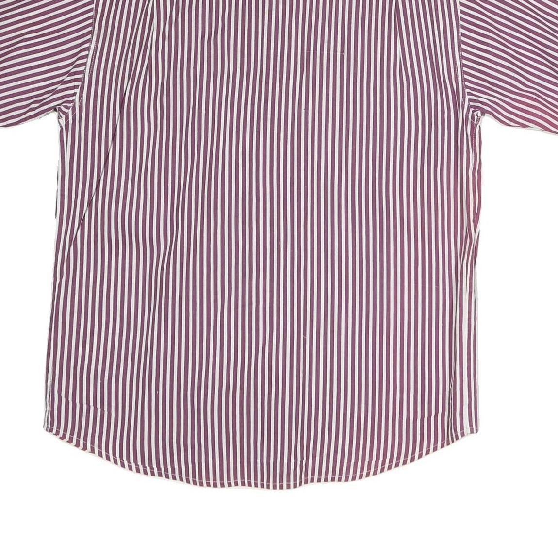 LEWIS Mens Maroon & White Striped Shirt M Cotton Short Sleeve Button Shirt