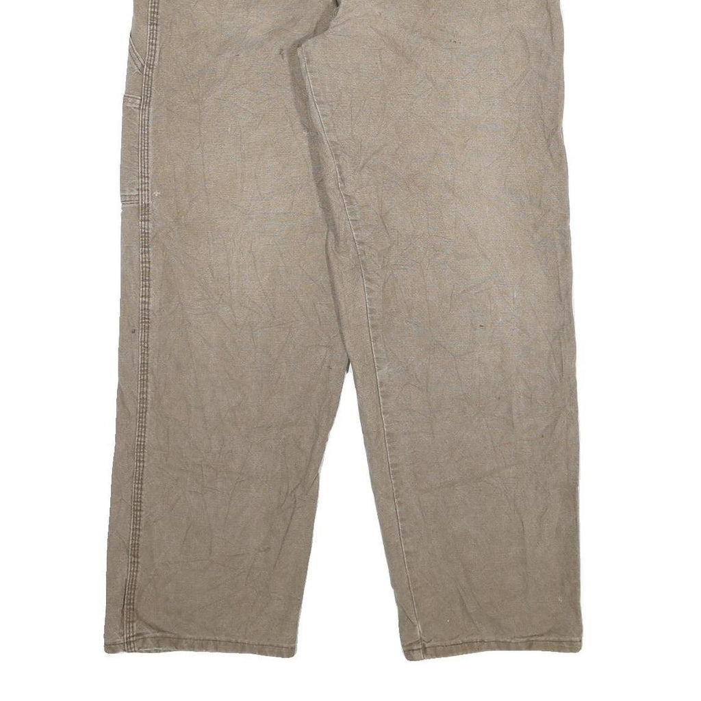 DICKIES Mens Cotton Blend Beige Regular Straight Leg Trousers W36 L32 Workwear