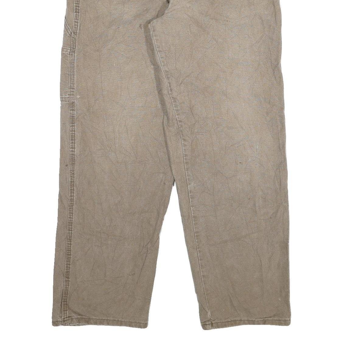 DICKIES Mens Cotton Blend Beige Regular Straight Leg Trousers W36 L32 Workwear