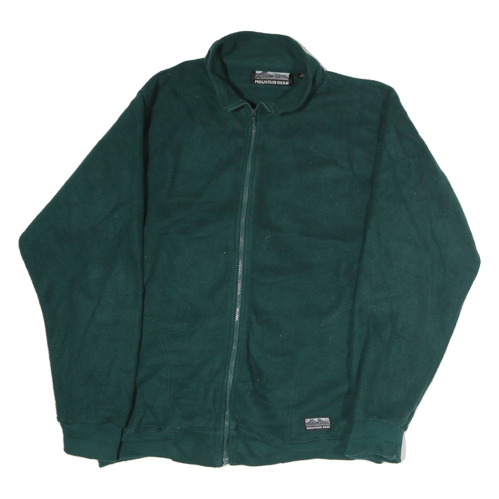 MOUNTAIN GEAR Mens Green Polyester Zip Jacket XL Fleece Outdoor Casual Warm