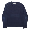 LEVI'S Mens Blue Plain Jumper Crew Neck Basic Knit M Cotton Comfortable Casual