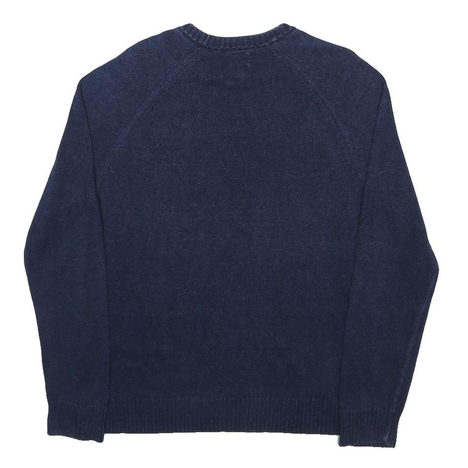 LEVI'S Mens Blue Plain Jumper Crew Neck Basic Knit M Cotton Comfortable Casual