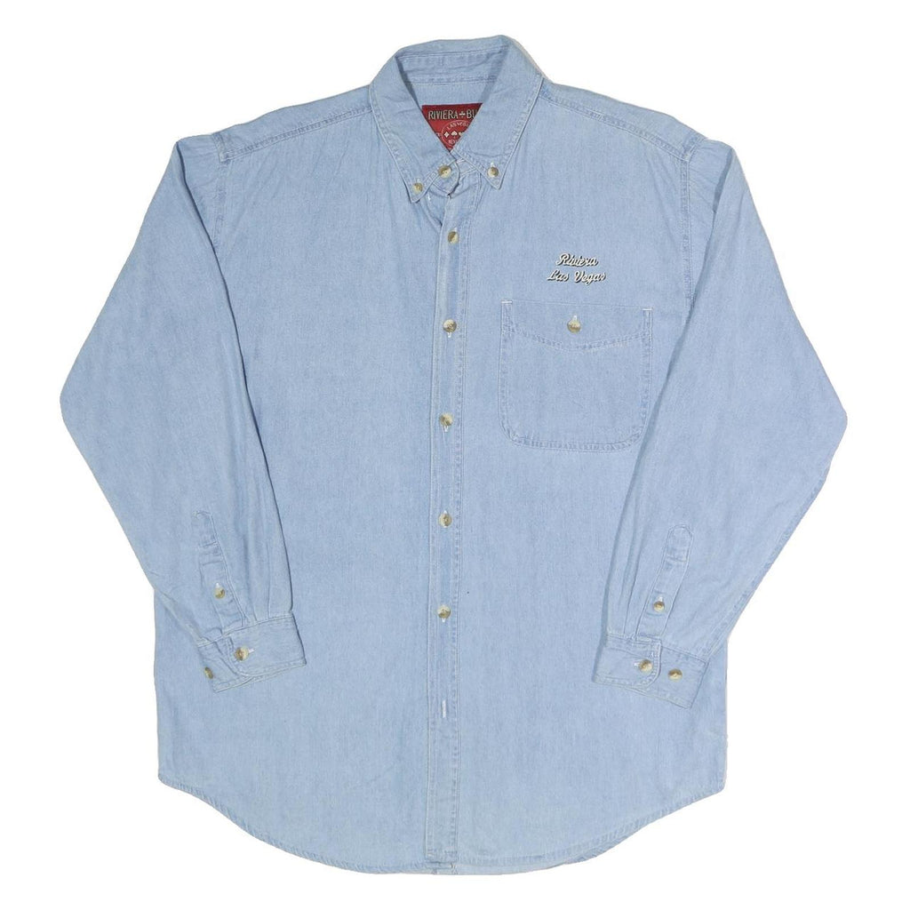 RIVIERA BLUES Mens Blue Cotton Shirt S Button-Down Collar Long Sleeve Casual