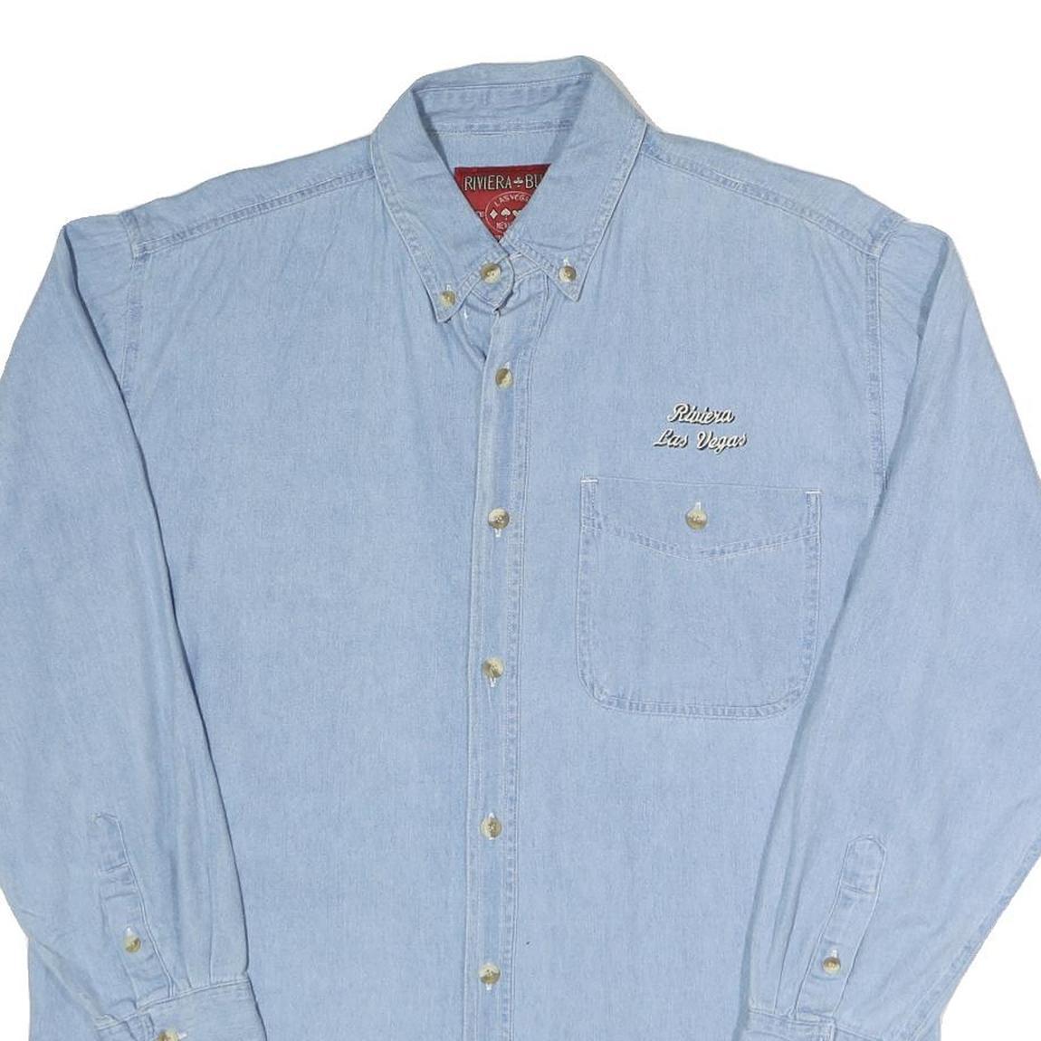 RIVIERA BLUES Mens Blue Cotton Shirt S Button-Down Collar Long Sleeve Casual