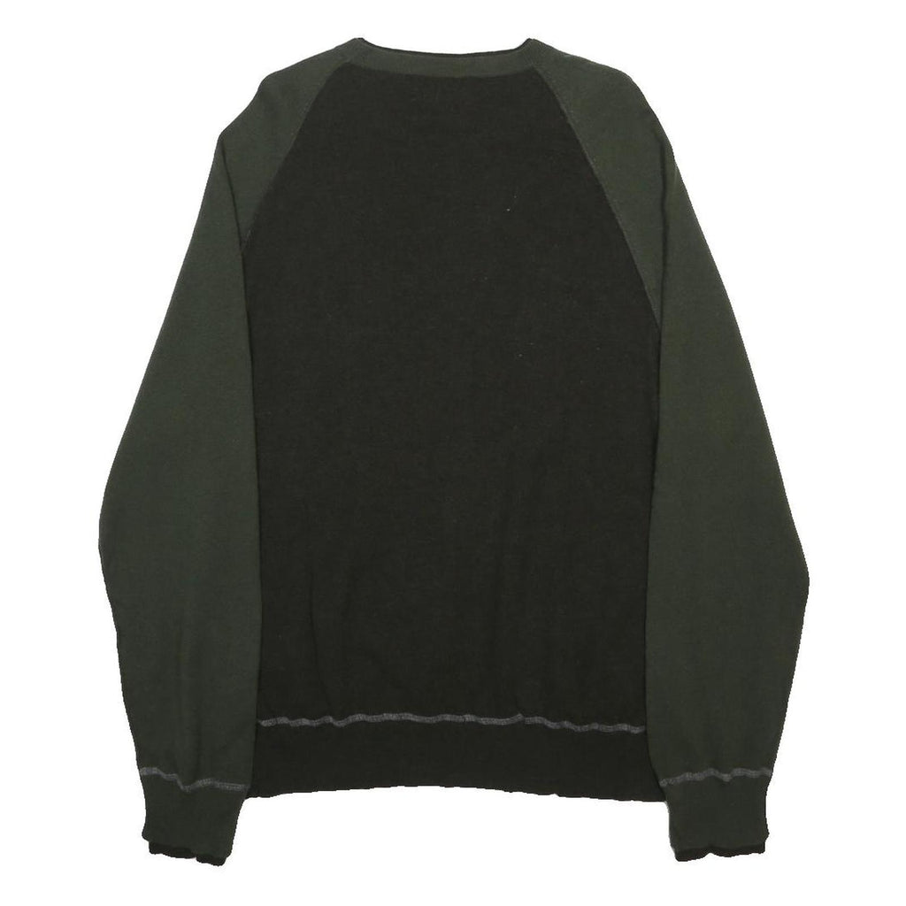 BANANA REPUBLIC Mens Black & Green Wool Blend Plain Crew Neck Basic Knit XL