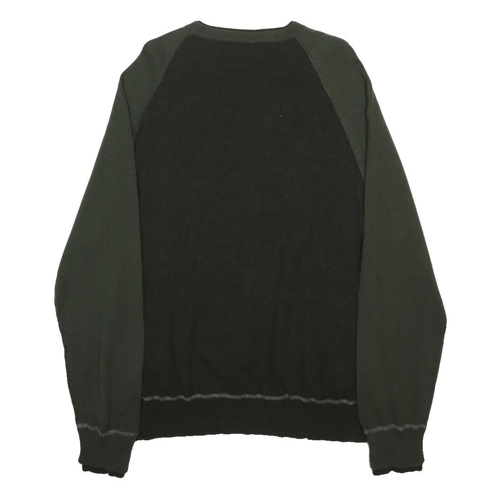 BANANA REPUBLIC Mens Black & Green Wool Blend Plain Crew Neck Basic Knit XL