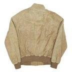 COTTRELL & HAYS Mens Beige Leather Bomber Jacket L Suede Zip Closure Casual