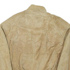 COTTRELL & HAYS Mens Beige Leather Bomber Jacket L Suede Zip Closure Casual