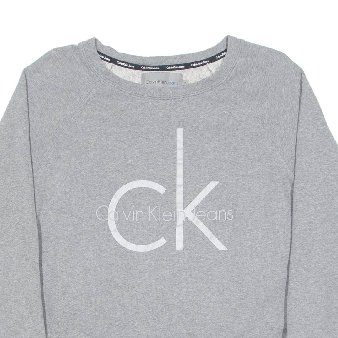 CALVIN KLEIN JEANS Cropped Womens Sweatshirt Grey Crew Neck M