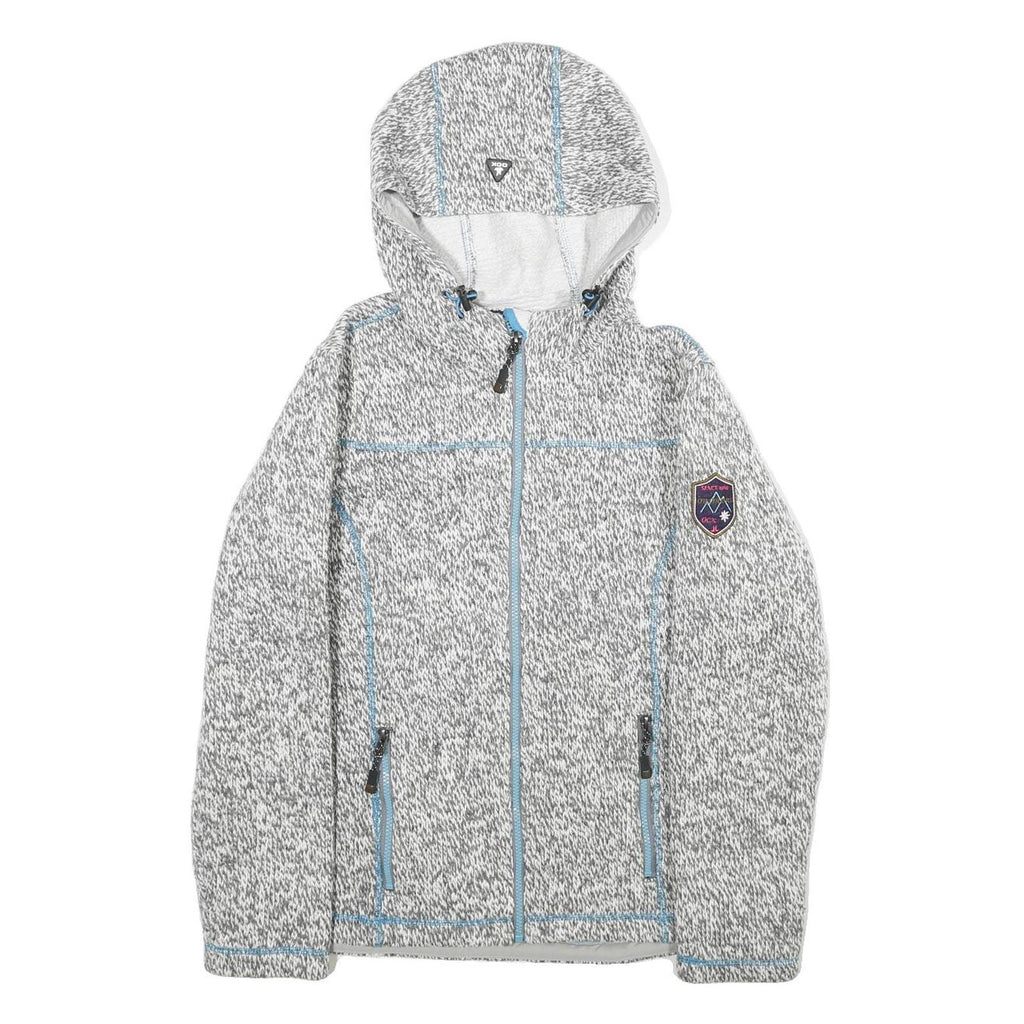 OCK Womens Grey Wool Blend Hooded Zip Jacket UK 12 Casual Wear Outdoor Layer