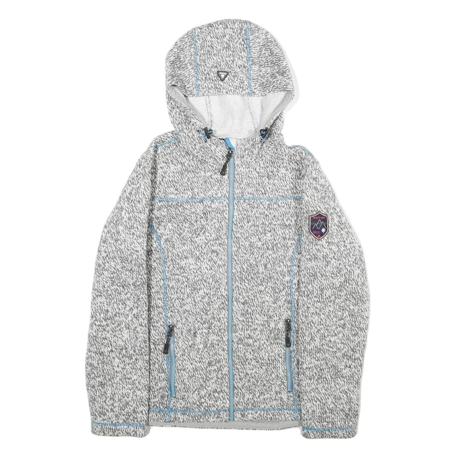 OCK Womens Grey Wool Blend Hooded Zip Jacket UK 12 Casual Wear Outdoor Layer