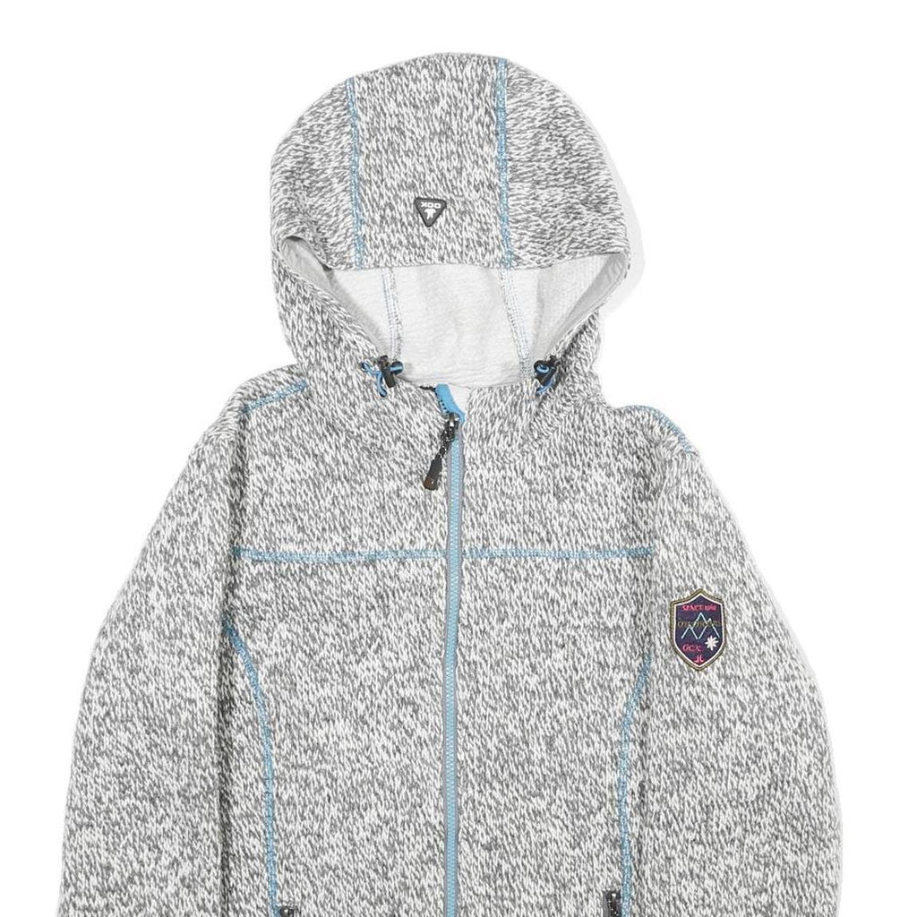 OCK Womens Grey Wool Blend Hooded Zip Jacket UK 12 Casual Wear Outdoor Layer