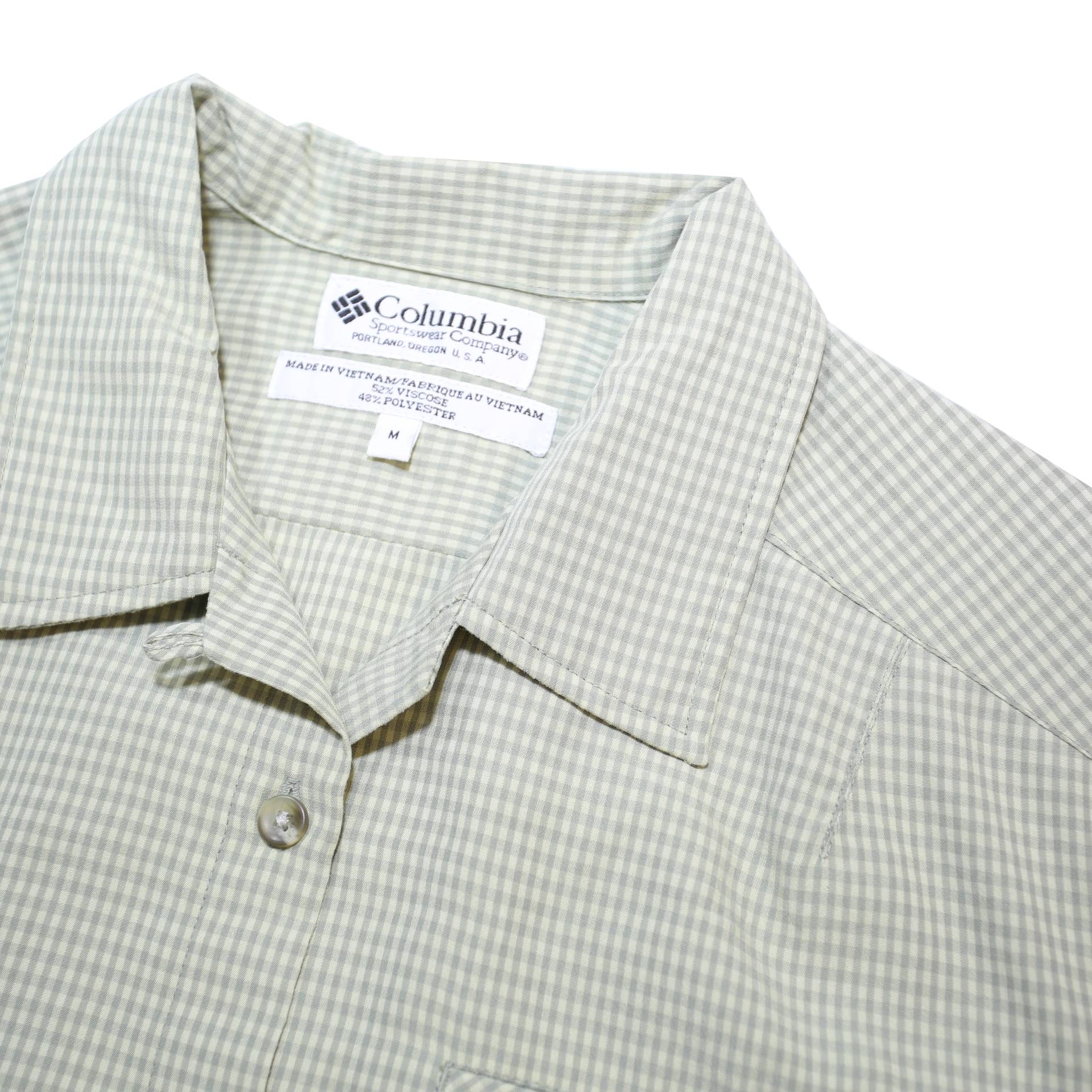 COLUMBIA Womens Green & White Check Shirt M Casual Outdoor Hiking Button Up