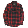 JACHS Mens Red & Black Check Shirt M Cotton Blend Casual Long Sleeve Button