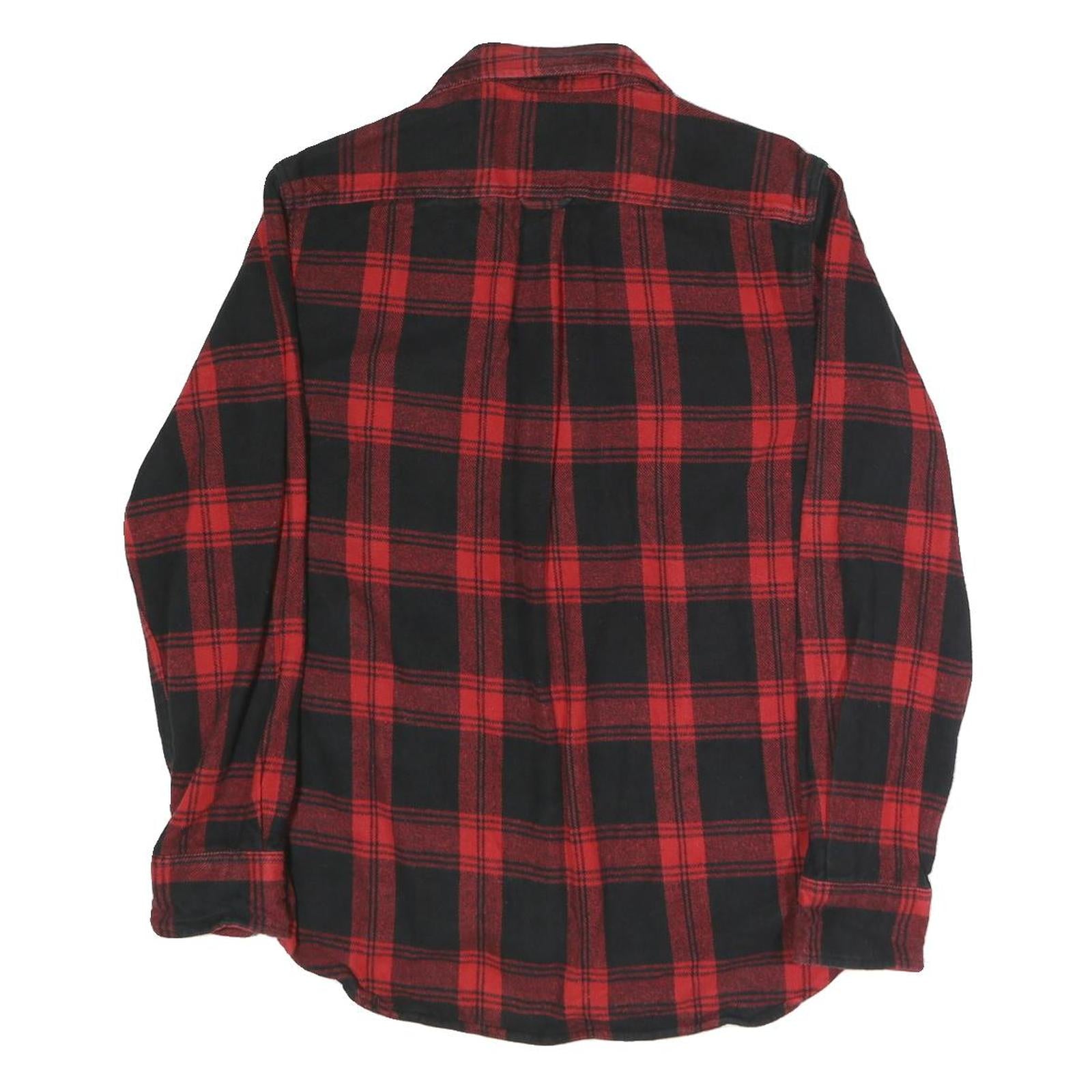 JACHS Mens Red & Black Check Shirt M Cotton Blend Casual Long Sleeve Button