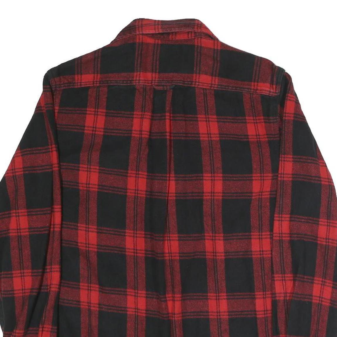 JACHS Mens Red & Black Check Shirt M Cotton Blend Casual Long Sleeve Button