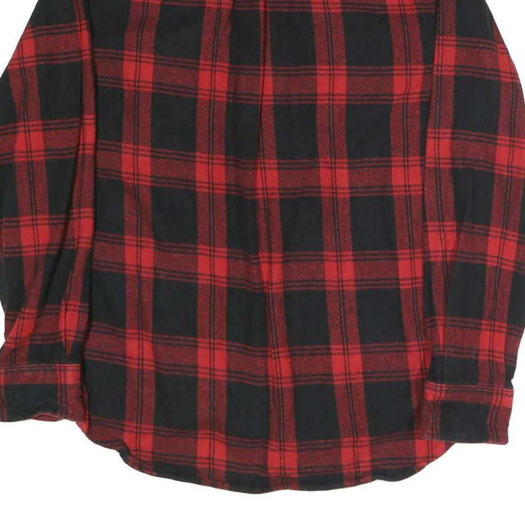JACHS Mens Red & Black Check Shirt M Cotton Blend Casual Long Sleeve Button
