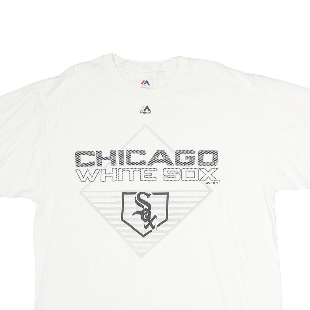 MAJESTIC Mens White Chicago White Sox Graphic T-Shirt XL Short Sleeve Crew Neck