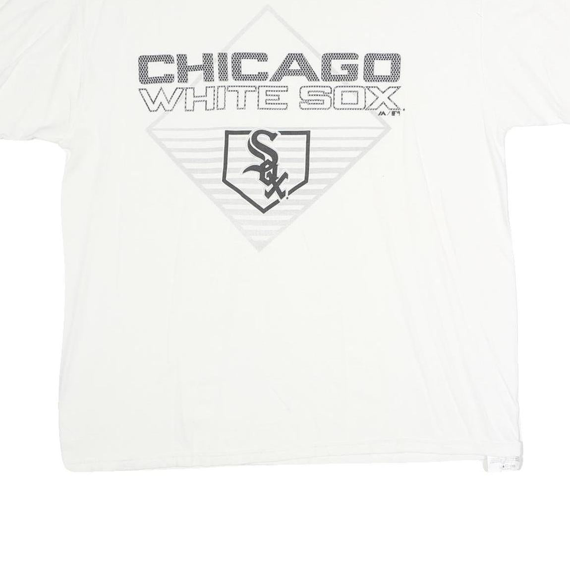 MAJESTIC Mens White Chicago White Sox Graphic T-Shirt XL Short Sleeve Crew Neck
