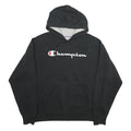 CHAMPION Mens Black Hoodie L Cotton Blend Pullover Drawstring Hood