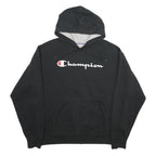 CHAMPION Mens Black Hoodie L Cotton Blend Pullover Drawstring Hood