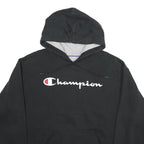 CHAMPION Mens Black Hoodie L Cotton Blend Pullover Drawstring Hood