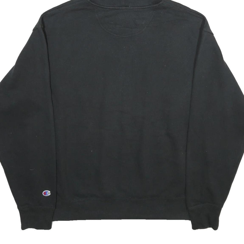 CHAMPION Mens Black Hoodie L Cotton Blend Pullover Drawstring Hood