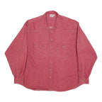 FREE LOOK Mens Red Cotton Shirt 2XL Long Sleeve Button Front Casual