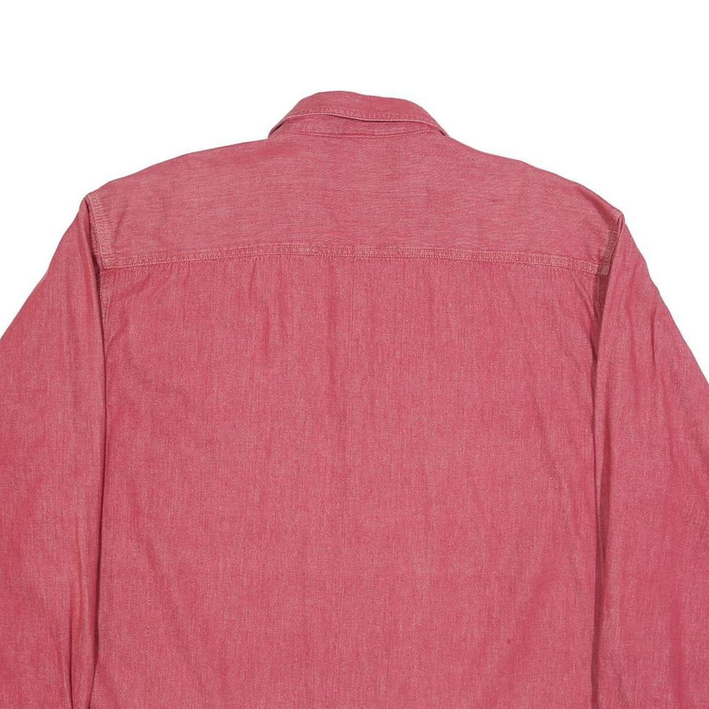 FREE LOOK Mens Red Cotton Shirt 2XL Long Sleeve Button Front Casual