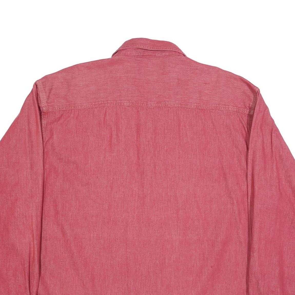 FREE LOOK Mens Red Cotton Shirt 2XL Long Sleeve Button Front Casual