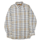 RIDGECUT Mens Beige & Blue Check Shirt M Long Sleeve Button Collar Casual Cotton