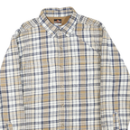 RIDGECUT Mens Beige & Blue Check Shirt M Long Sleeve Button Collar Casual Cotton