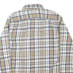 RIDGECUT Mens Beige & Blue Check Shirt M Long Sleeve Button Collar Casual Cotton