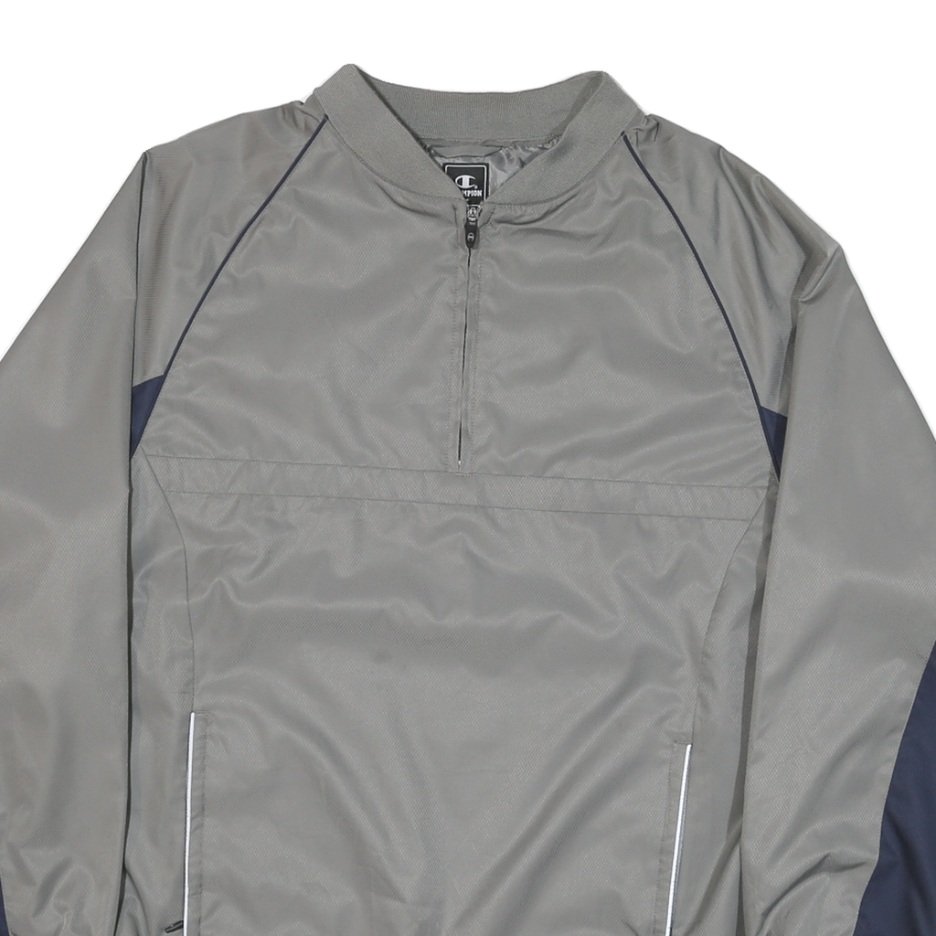 CHAMPION Mens Grey & Navy Track Jacket L Polyester Blend Windbreaker Zip