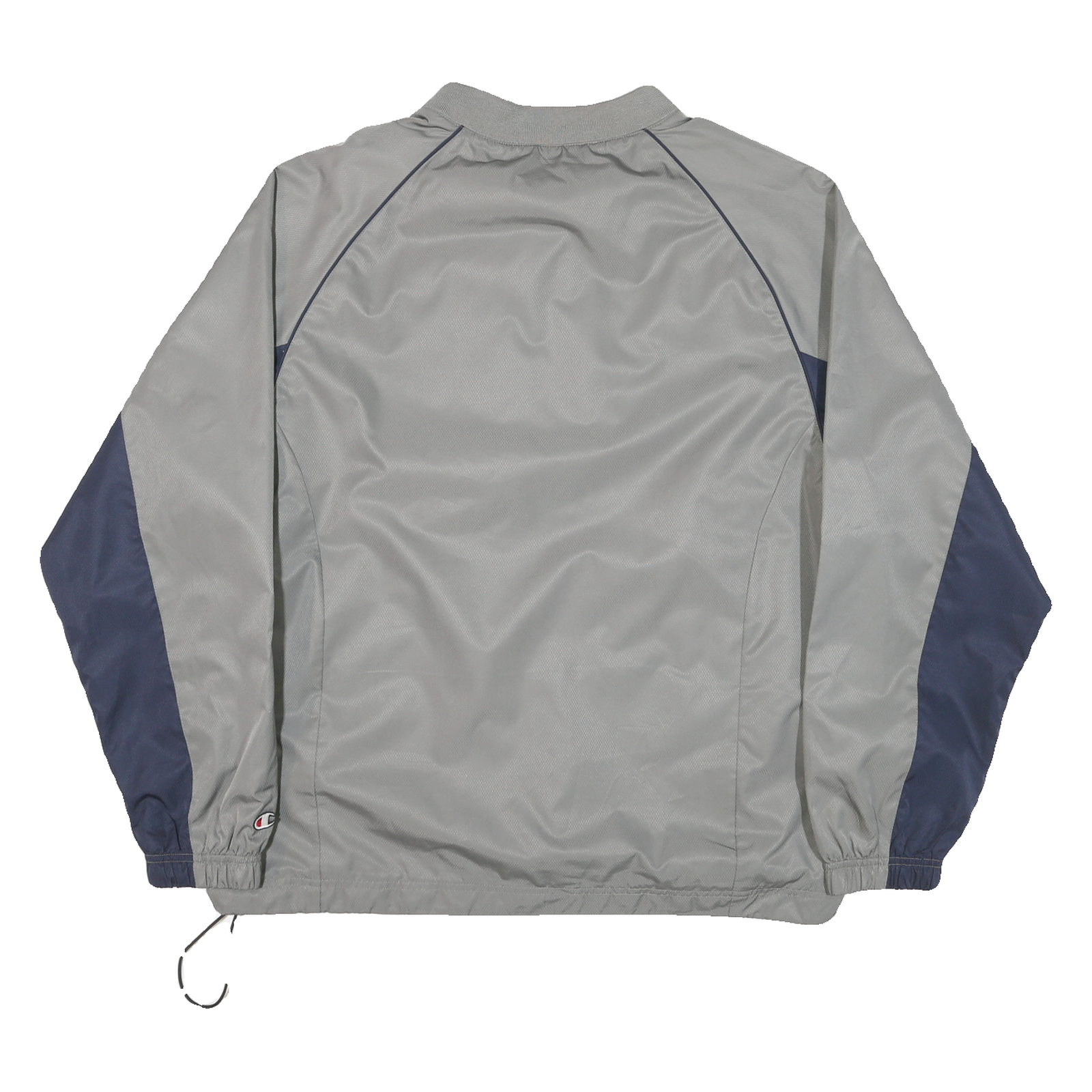 CHAMPION Mens Grey & Navy Track Jacket L Polyester Blend Windbreaker Zip