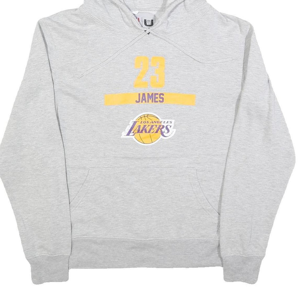 NBA Mens Grey James 23 Hoodie S Los Angeles Lakers Basketball Cotton Blend
